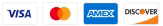 Icons of Visa, Mastercard, American Express, and Discover credit cards.